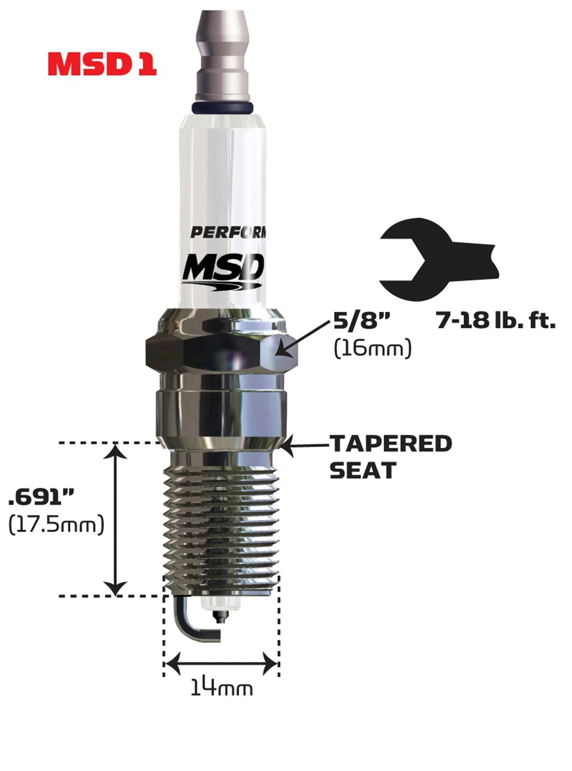 MSD Ignition 37114 Iridium Tip Spark Plug